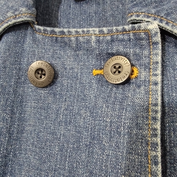 Relativity Double Breasted Denim Blue Jean Jacket 100% cotton Size M - Picture 6 of 15